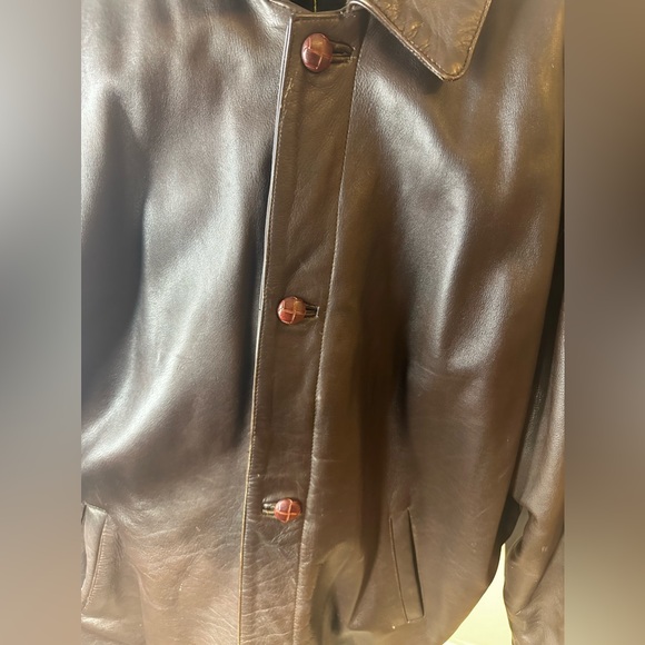 GOLDEN HAWK Vintage Brown Leather Button Up Moto Coat Removable Lining Men’s 2XL - Picture 8 of 16
